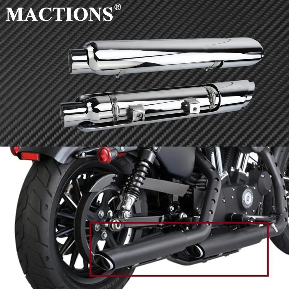 Green-L Chrome Dual Exhaust Mufflers Pipe System Fit For Harley Sportster Iron 883 1200 XL Forty Eight 48 Seventy Two 72 2004-2013 