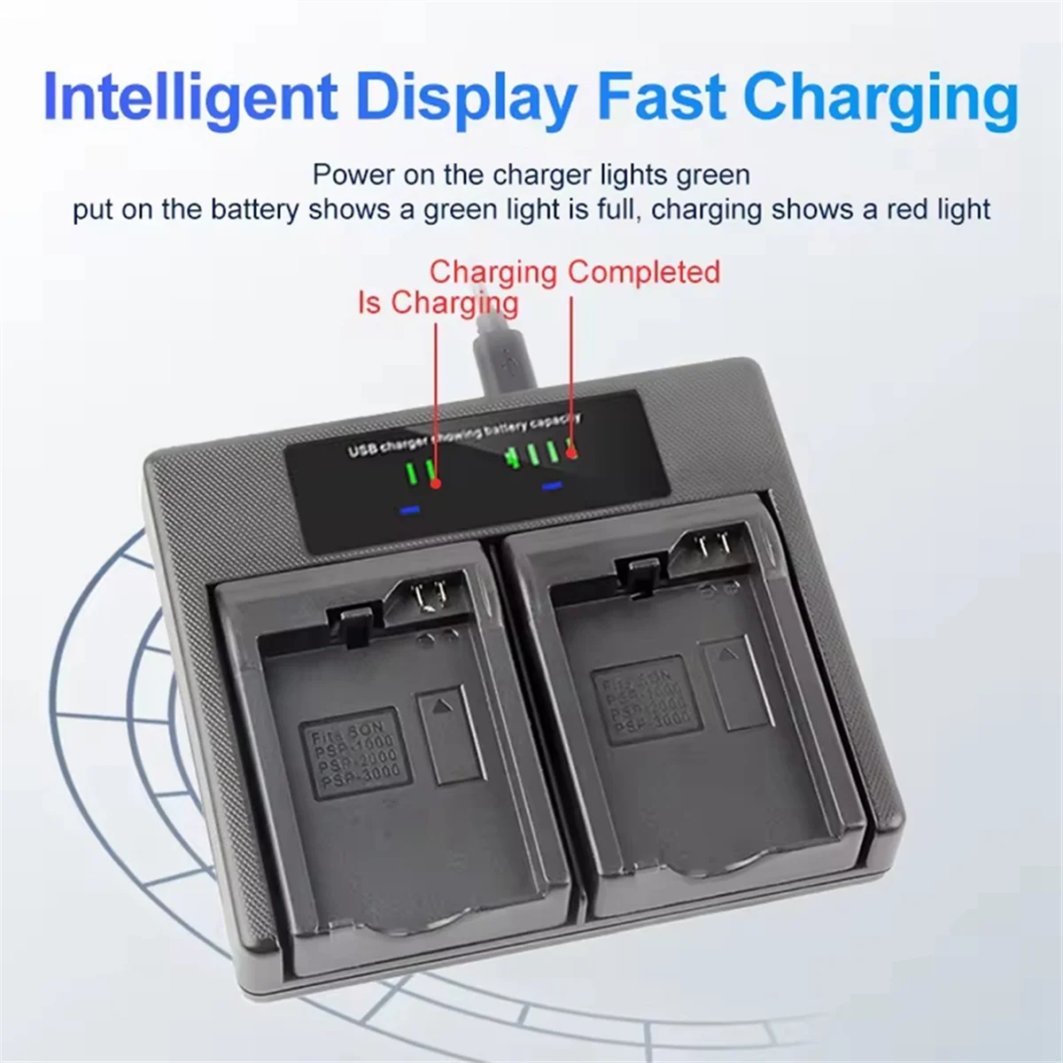 RISE PSP-1000 Dual Battery Charger PSP-2000 PSP-3000 for Sony PlayStation Portable Console Gamepad PSP-110 PSP-S110 PSP Lite