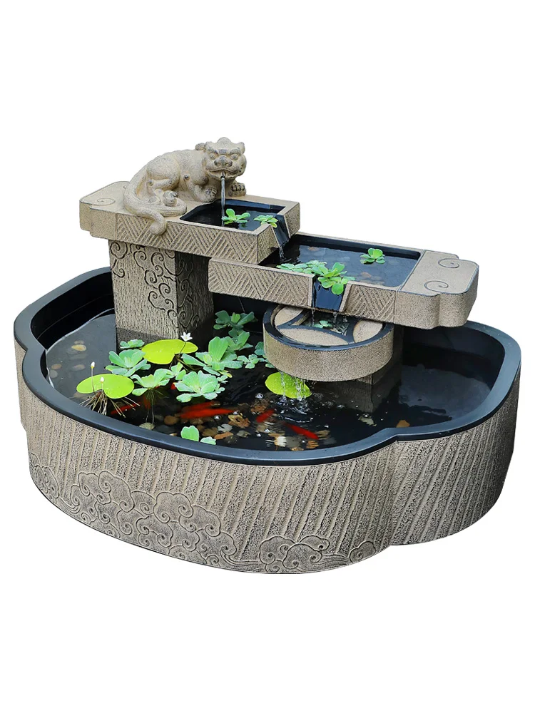 

Garden Water Fish Pond Circulating Water Decoration Large Fish Tank Landscape Fountain Pool
