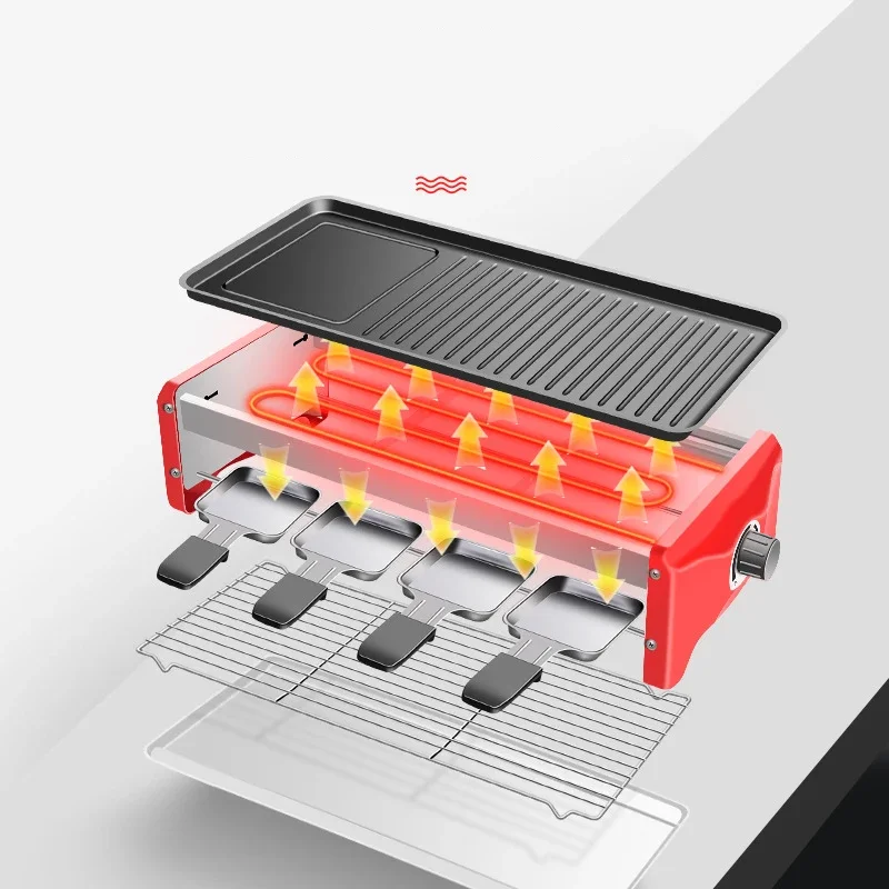 Household Electric Roasting Oven 2 Layers 1350W Smokeless Non-stick Baking Pan Barbecue Machine Kitchen Teppanyaki Grill 220V 5