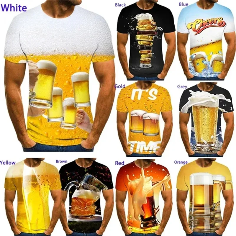 

WomenMen's Summer Tops Beer Printing Personality Short-sleeved Fashion Casual Men's 3d Graphic T Shirts Funny Tops Tees