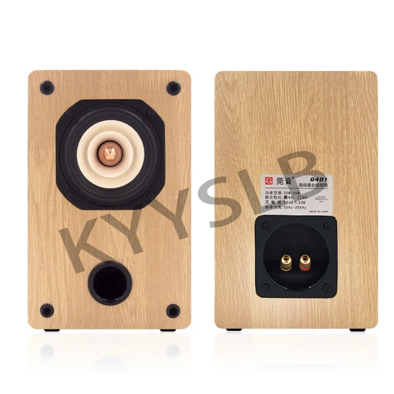 4 Inch Full Range Audio Sound Home Theater System Speaker Birch Wood Passive Bookshelf LoudSpeaker 25-50W