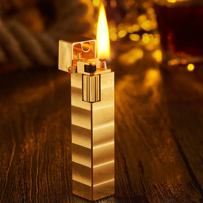 Creative Square Kerosene Lighter Pure Copper Retro Grinding Wheel Cigarette Lighter Personality Kerosene Lighter Mens Gift 5