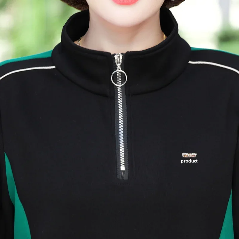 중년 노년 여성 캐주얼 용수철, 긴 소매 겉옷 세트, 어머니용 스포츠 세트, 가을 투피스