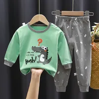 Ensemble pyjama en coton pour enfants, unisexe, doux, confortable, chaud, mignon, imprimé de dessin animé, adapté aux garçons et aux filles, parfait pour l'automne et l'hiver 4