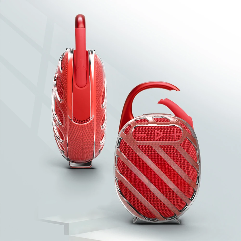 TPU Transparent Case Protective Case Sleeve Anti-Scratch Hollow Out Protective Cover for JBL CLIP 5 Bluetooth-Compatible Speaker