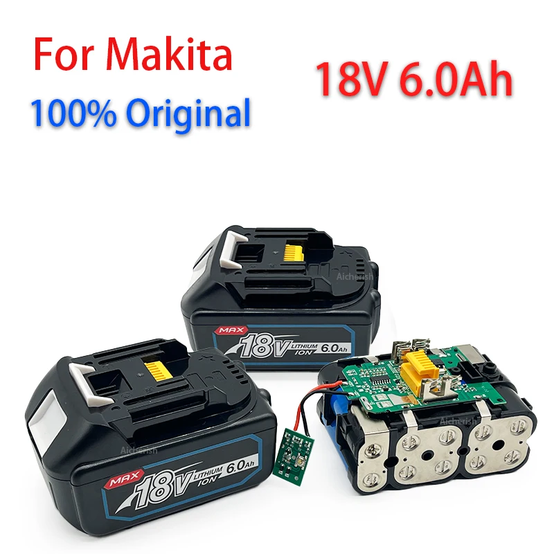 

18V For Makita Original 6.0Ah/6000mAh With LED Lithium Ion Replacement LXT BL1860B BL1860 BL1850 Rechargeable Power Tool Battery