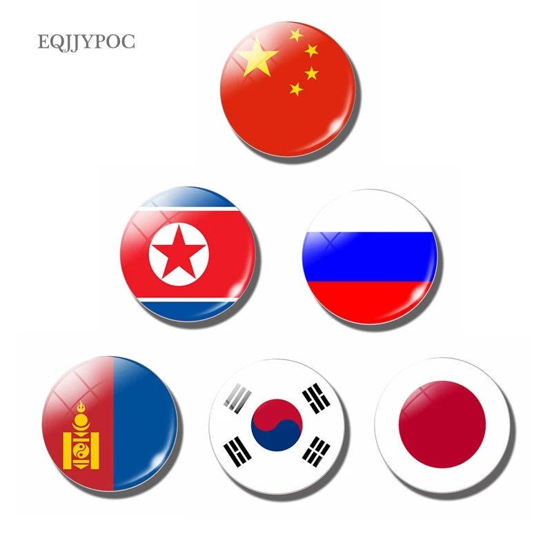 GIFT MAP / FLAG NEW NORTH & SOUTH KOREA ROUND SOUVENIR FRIDGE MAGNET 