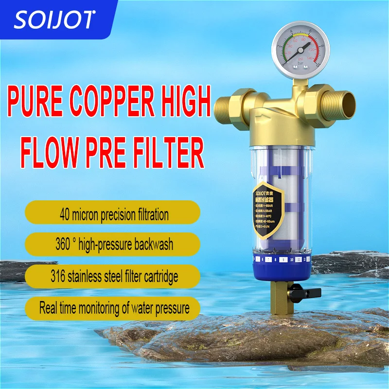 Pre Filter Backwash Stainless Steel Mesh Purifier Central Prefilter Water Filter Sediment Filtration Whole House Water