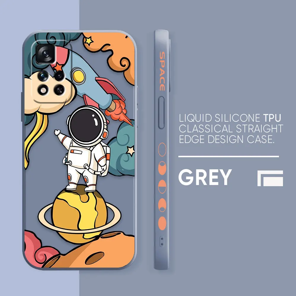 thumbnail image 1 of Case For Redmi Note 12 11 11T 11R 11E 10 9 8 7 7S PRO PLUS 4G 5G Simple Liquid silicone Case Cute Cartoon Spaceman Astronaut, 1 of 5