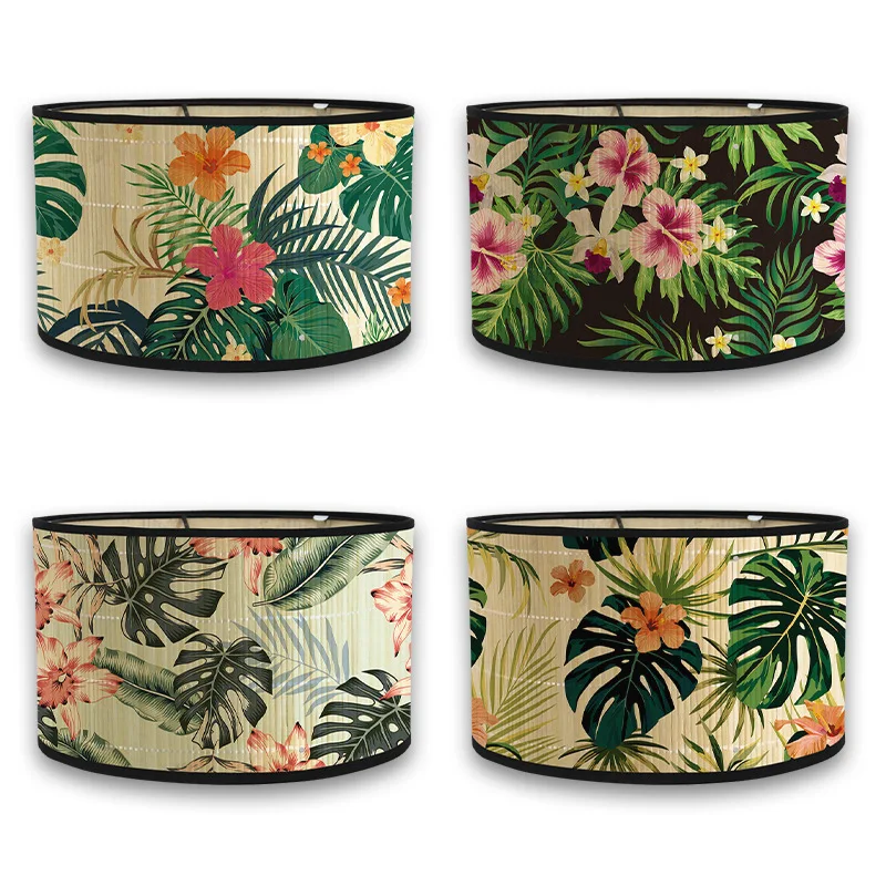Description Picture 4 of itemJapanese Style Retro Lampshade Bamboo Light Cover Flower Print Bar Cafe Homestay Decor Chandelier Wall Lamp Lampshade Bamboo Art
