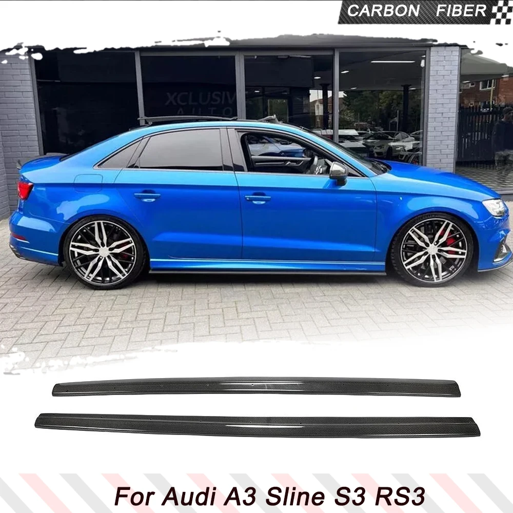 Боковые юбки из углеродного волокна для Audi A3 8V Sline S3 RS3 2014-2023, подборная удлинительная губа, спойлер, наборы кузова автомобиля, балансные панели Боковые юбки из углеродного волокна для Audi A3 8V Sline S3 RS3 2014-2023, подборная удлинительная губа, спойлер, наборы кузова автомобиля, балансные панели