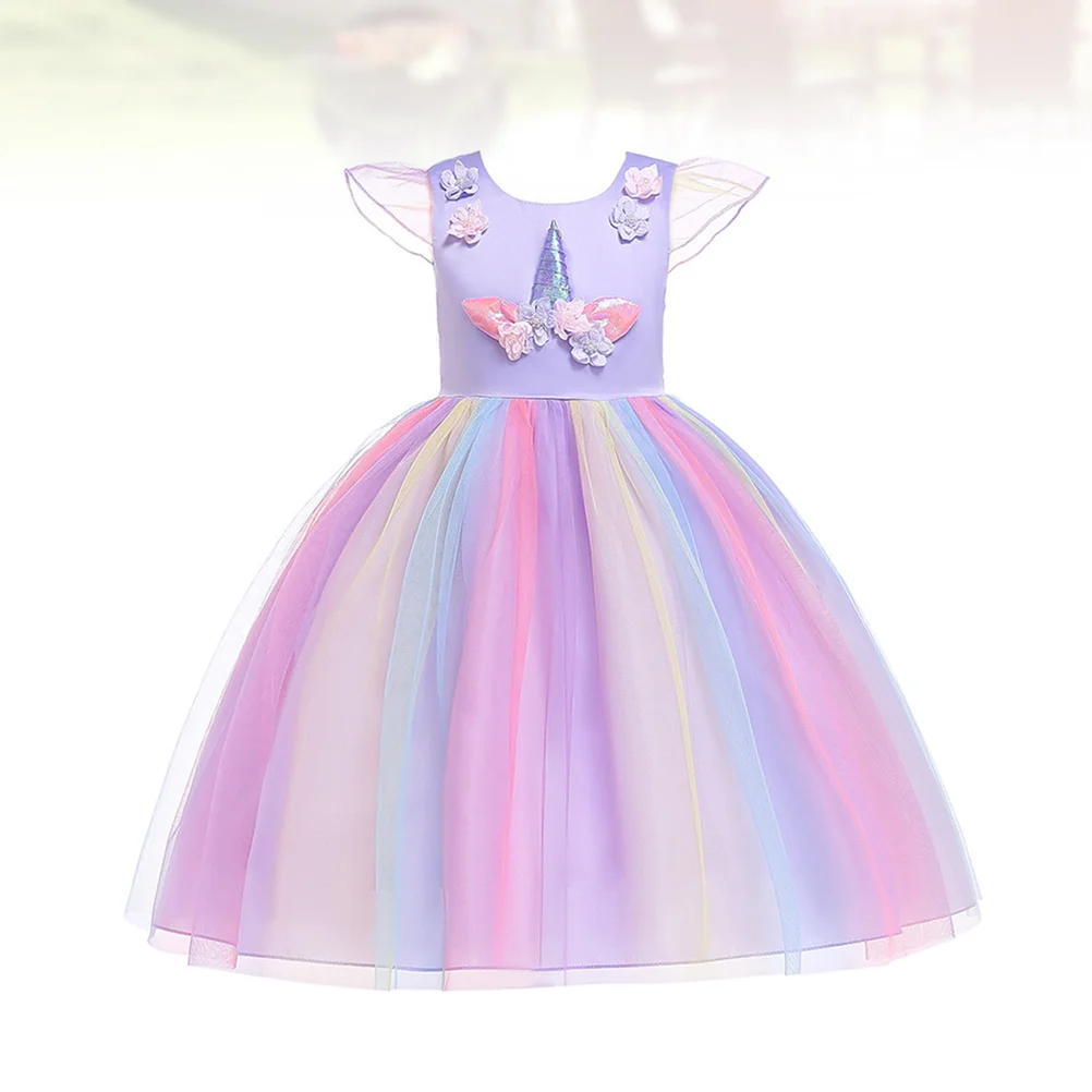 

Girls Unicorn Tutu Dress Fashion Elegant Dress Kids Birthday Outfit Cartoon Cosplay Clothing for Birthday Dancing Party