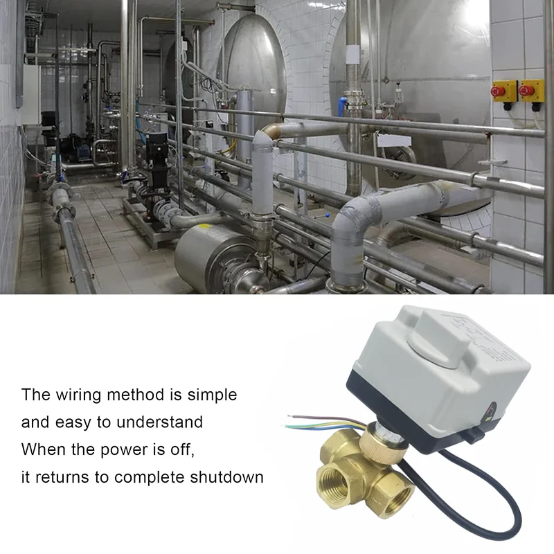 Brass Motorized Ball Valve 3-Wire Two Control Electric Actuator AC220V 3 Ways /2 Way DN15-DN40 with Manual Switch