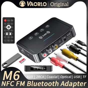 NFC 블루투스 5.0 오디오 어댑터, 3.5mm AUX RCA SPDIF 무선 FM 수신기 송신기 지원, TF U 디스크 음악 재생 원격 제어