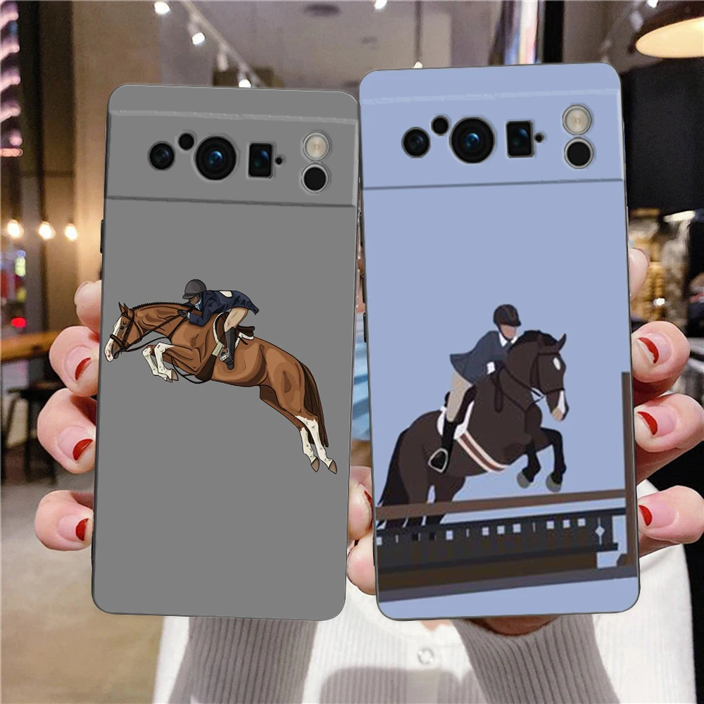 Luxury Equestrian Horse Black Soft TPU Phone Case
