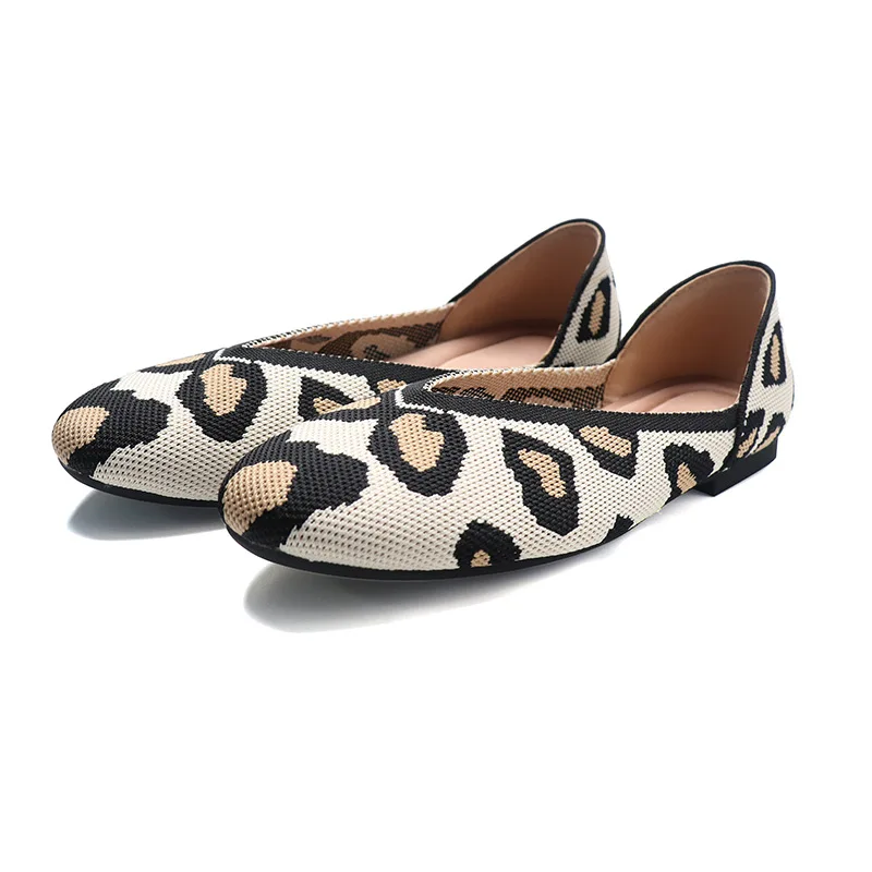 New Flats Shoes Woman Spring for Woman 2024New Round Head Collection Women's Knit Comfortable Swedish Women's Breathable Summer