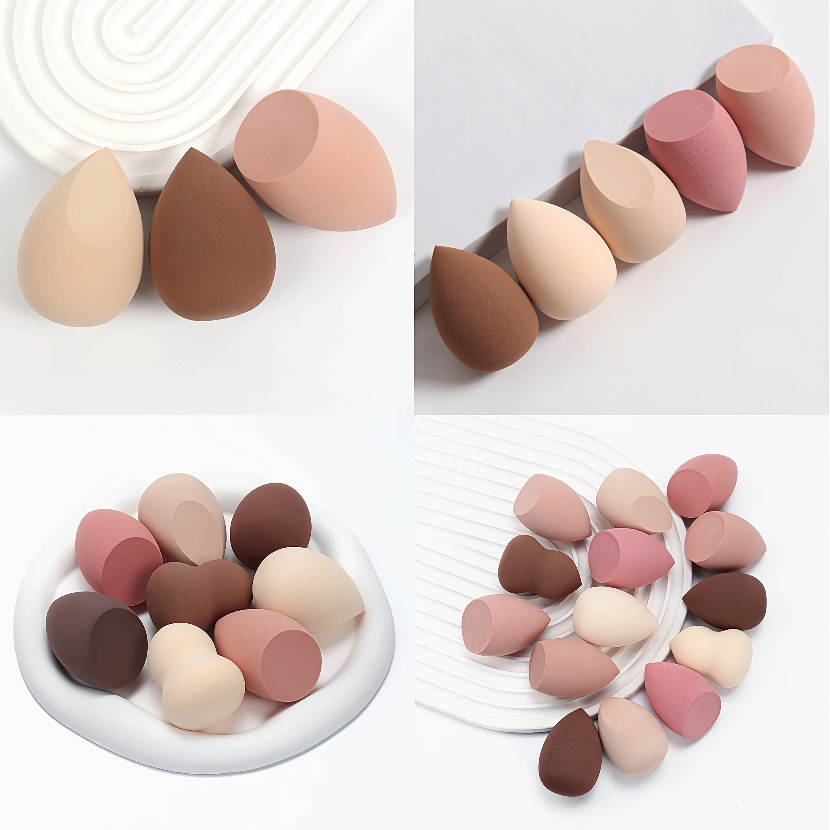 Multi-Color & Shape Assorted Makeup Sponges - Expand When Wet, Latex-Free, Wet/Dry Use for BB Cream/Foundation - All Skin Types