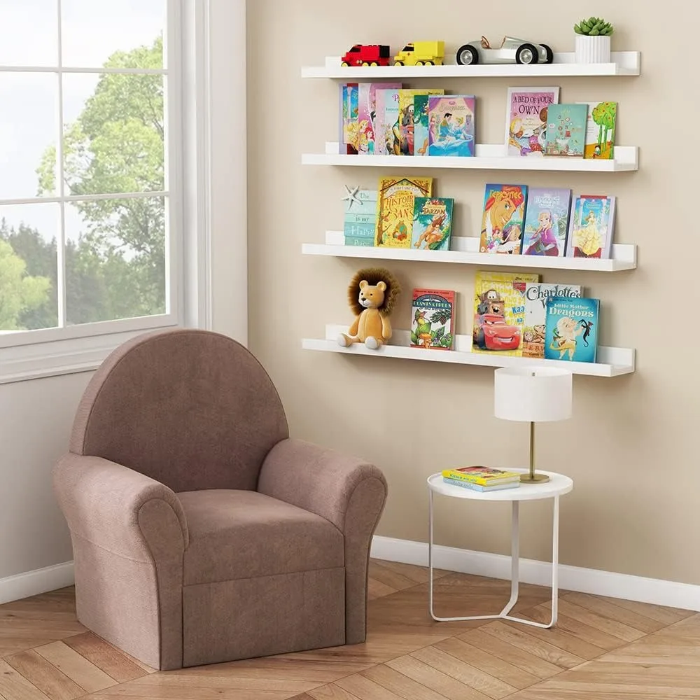 Floating Shelves for Wall 36 Inches Long Set of 4, Large Wall Bookshelf for Kids Bedroom, Wood Hanging Nursery Book Shelves 2