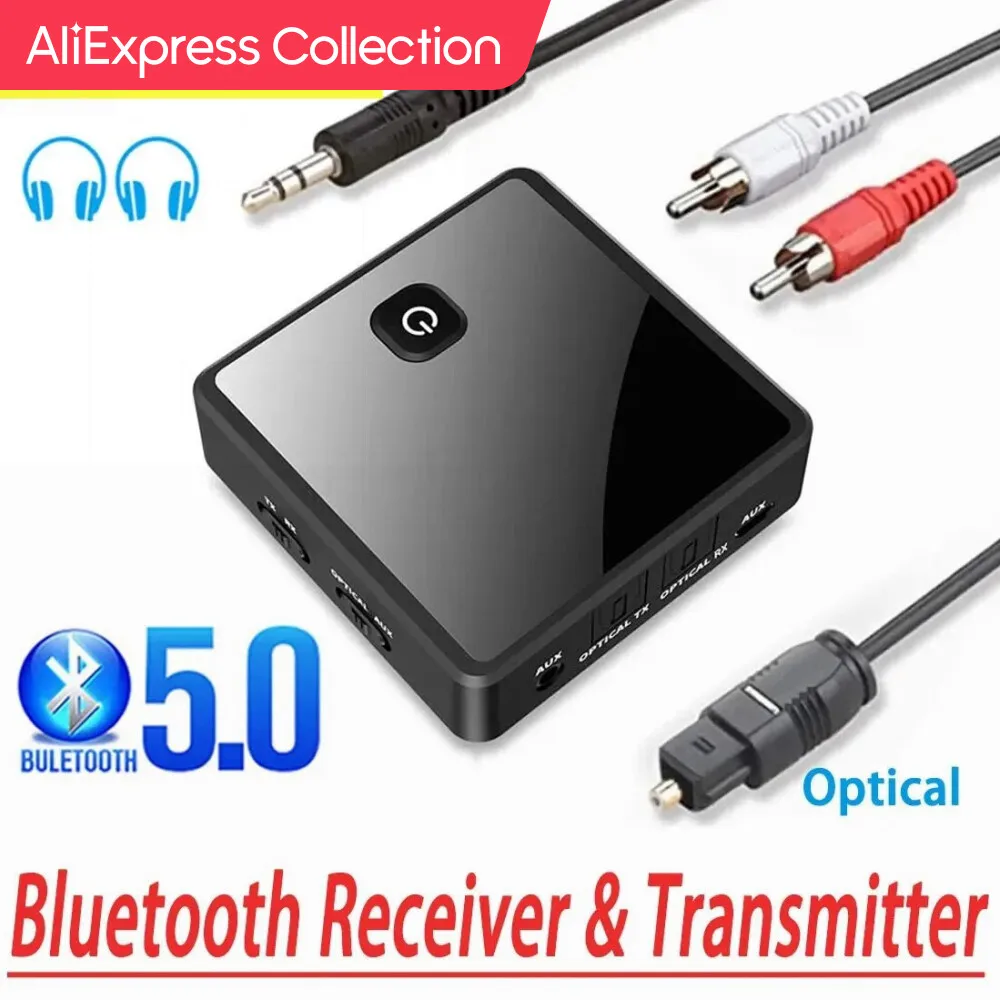 Aliexpress Collection Bluetooth 5.0 Transmitter Receiver Aptx Low Latency 3.5Mm Aux Jack Optical Spdif Wireless Audio Adapter