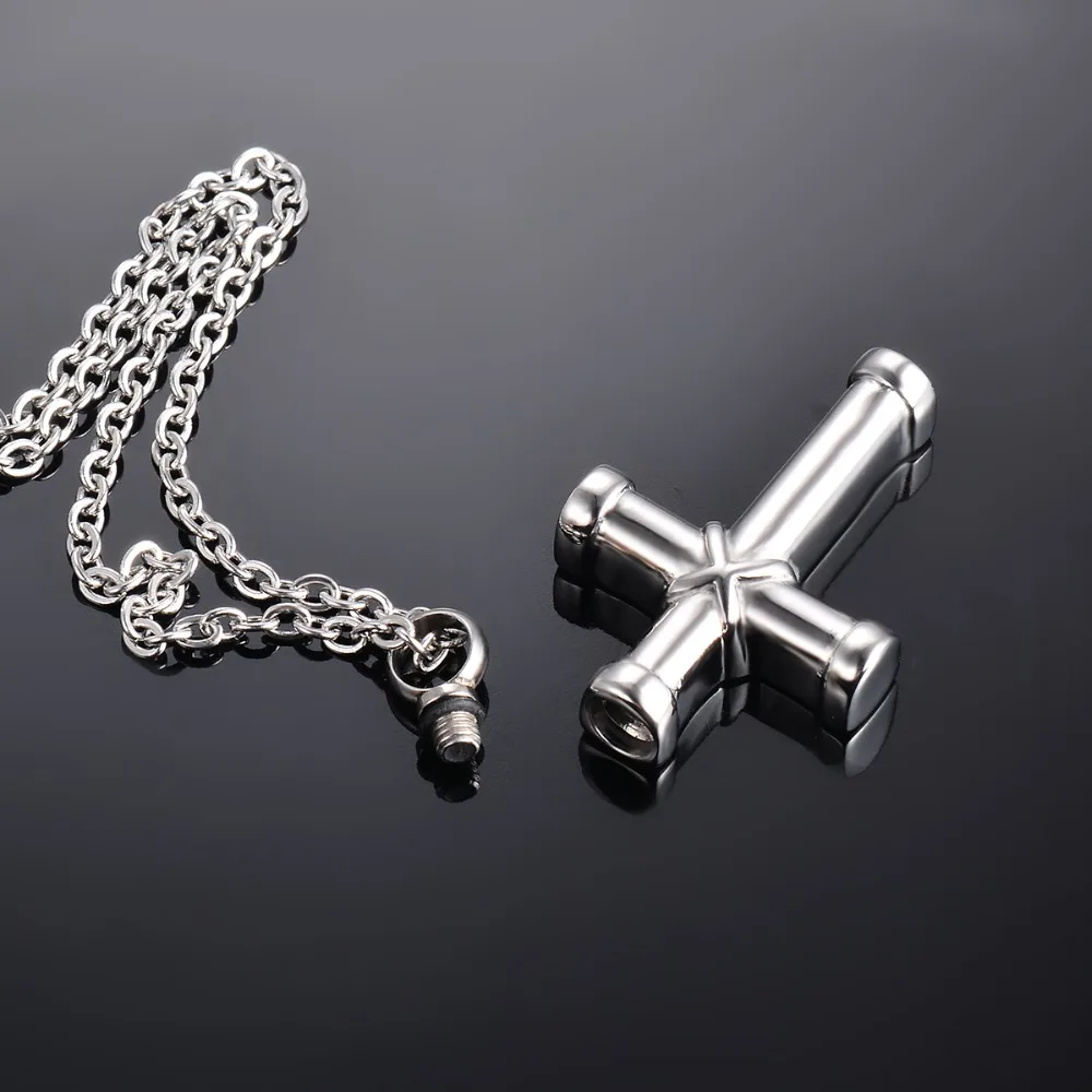 Classic Cross Ashes Necklace Stainless Steel Urn Pendant Ashes Holder Memorial Jewelry Keepsake for Women Men with 20"Chain 3
