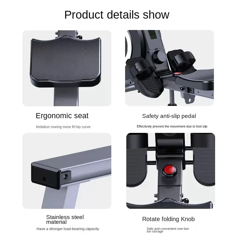 Intelligent Magnetic Control Rowing Machine for Home Use, High-End Portable, Intelligent Screen Rowing Sports Fitness Equipment