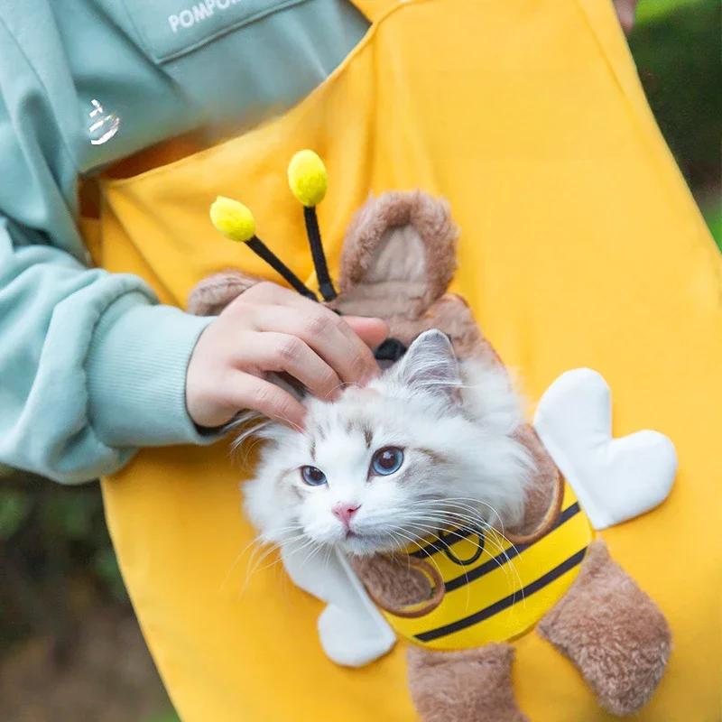Summer Pet Shoulder Bag Bee Animal Shape Exposed Pet Storage Bag Outdoor Travel Shopping Small Dog and Cat Handbag