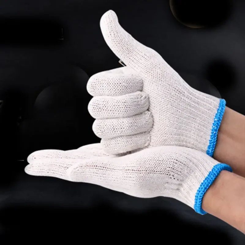 12 Pairs Wear-Resistant Ventilate Work Gloves Women Men Material Cotton Yarn Anti-Skid Knit Mitten Labor Protection Gardening