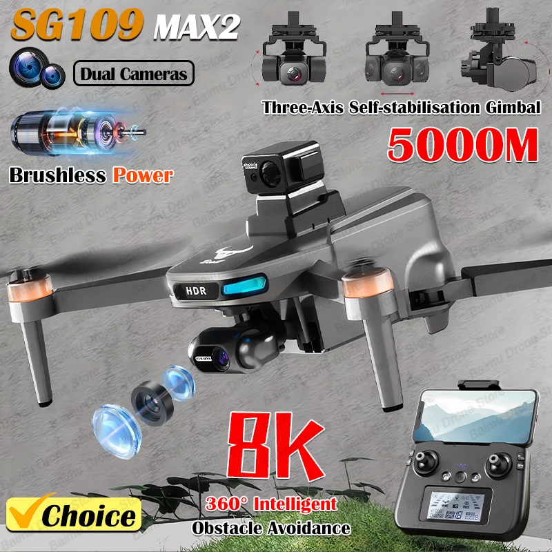 Baimu Toy SG109 MAX2 Professional FPV 8K Camera Drone with 3-Axis Gimbal 4KM Brushless GPS Quadcopter Obstacle Avoidance RC Dron drone quadcopter drone accessories