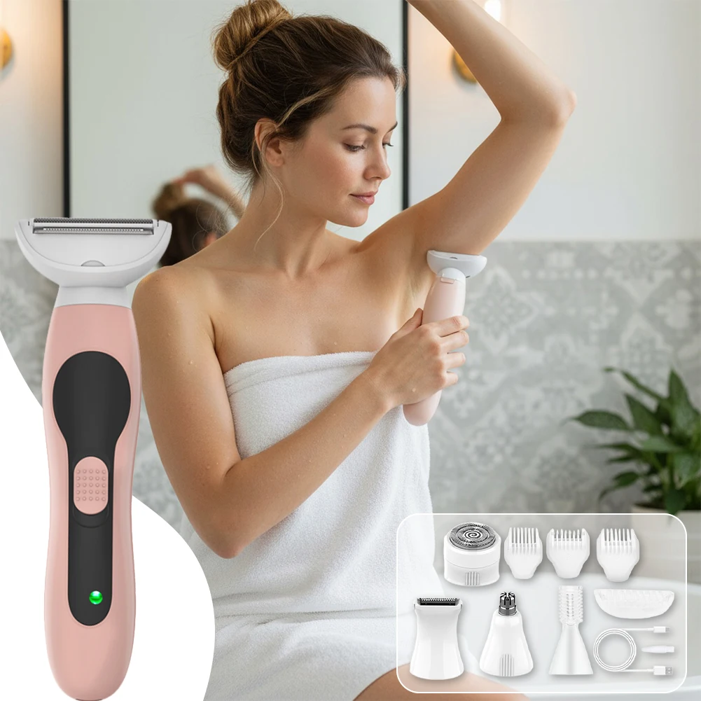 5 In 1 Electric Face Epilator USB Charging Bikini Trimmer Multi-Purpose Portable Shaving Machine for Face Nose Eyebrow