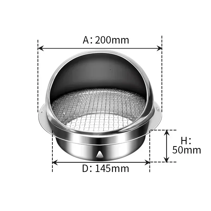 Air Vent Grille Cover 150-200mm Stainless Steel Air Vent Grille Cover For Ducting Ventilation