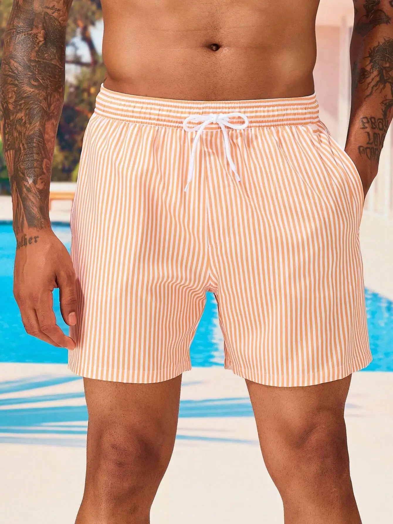 Funny 3D Stripe Print Male Shorts Summer Beach Vacation Swimming Shorts Fashion Drawstring With Pockets Gym Shorts Casual Shorts 6