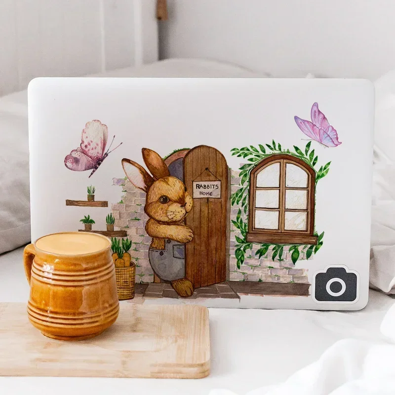 New Creative Hare Cute Bunny Butterfly Wall Sticker Breaking Out The Door Living Room Bedroom Creative Decorative Wall Sticker