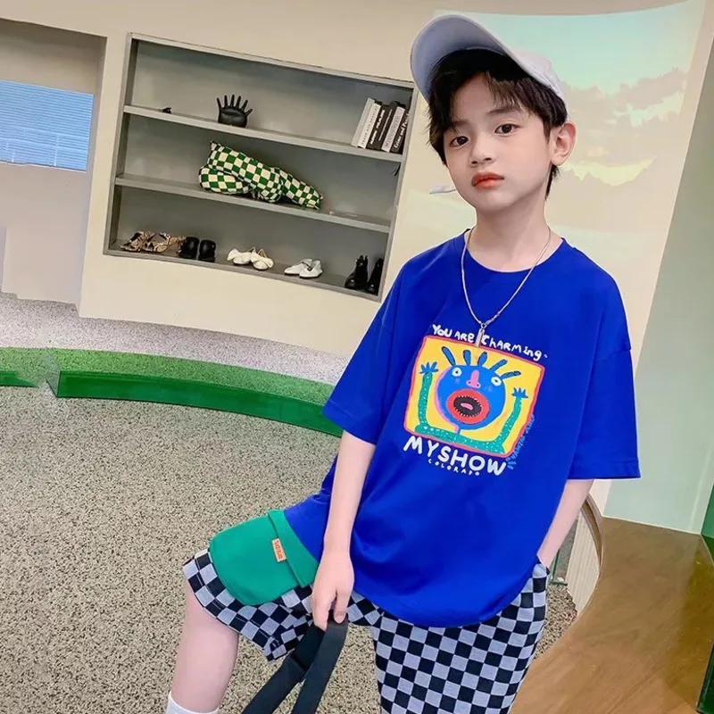 

Boys And Girls Short-sleeved Bottoming Shirts Spring And Summer Middle-aged Children's T-shirt Children's Clothing