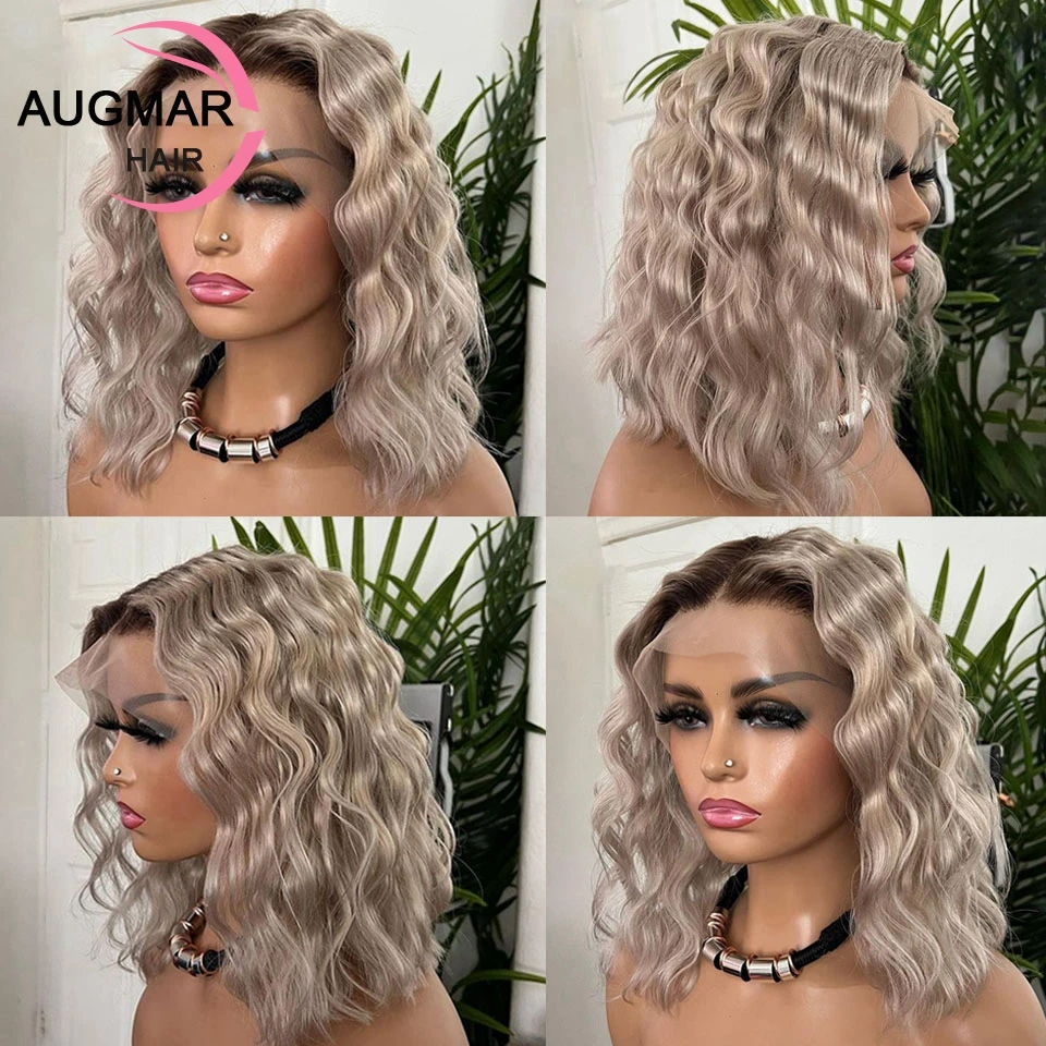 

Ash Blonde Deep Wave Frontal Wig 13x4 Short Bob Straight Lace Front Wig Transparent Hd Lace Wig 13x6 Human Hair Wigs For Women