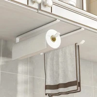 Porte-serviettes en papier de cuisine sans poinçonnage, cintre d'armoire, support de rangement mural pour rouleaux de toilettes, accessoires de salle de bains 2