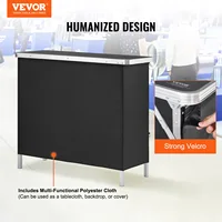 VEVOR Folding Portable Bar Table Tradeshow Podium Table for Party Picnic Exhibition Includes Carrying Case Storage Shelf & Skirt 2