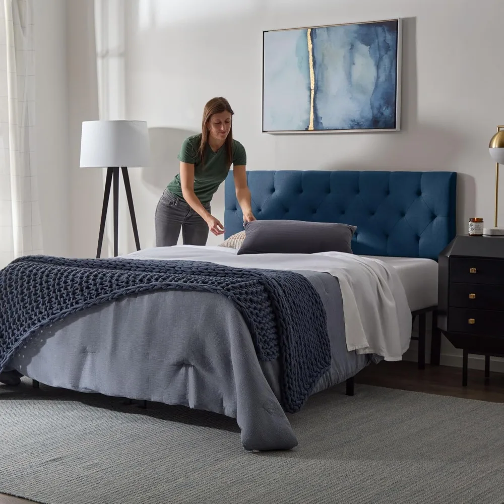 Description Picture 4 of itemLUCID Mid-Rise Upholstered Headboard - Diamond Tufted Padded Polyester  Adjustable Height from 34” to 46”  Easy Assembly