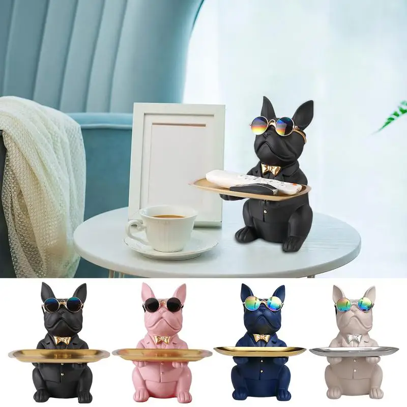 

Bulldog Storage Tray Bulldog Decoration Tray Aesthetic Table Decoration Decor Resin Statues Earrings Storage Tray For Chic
