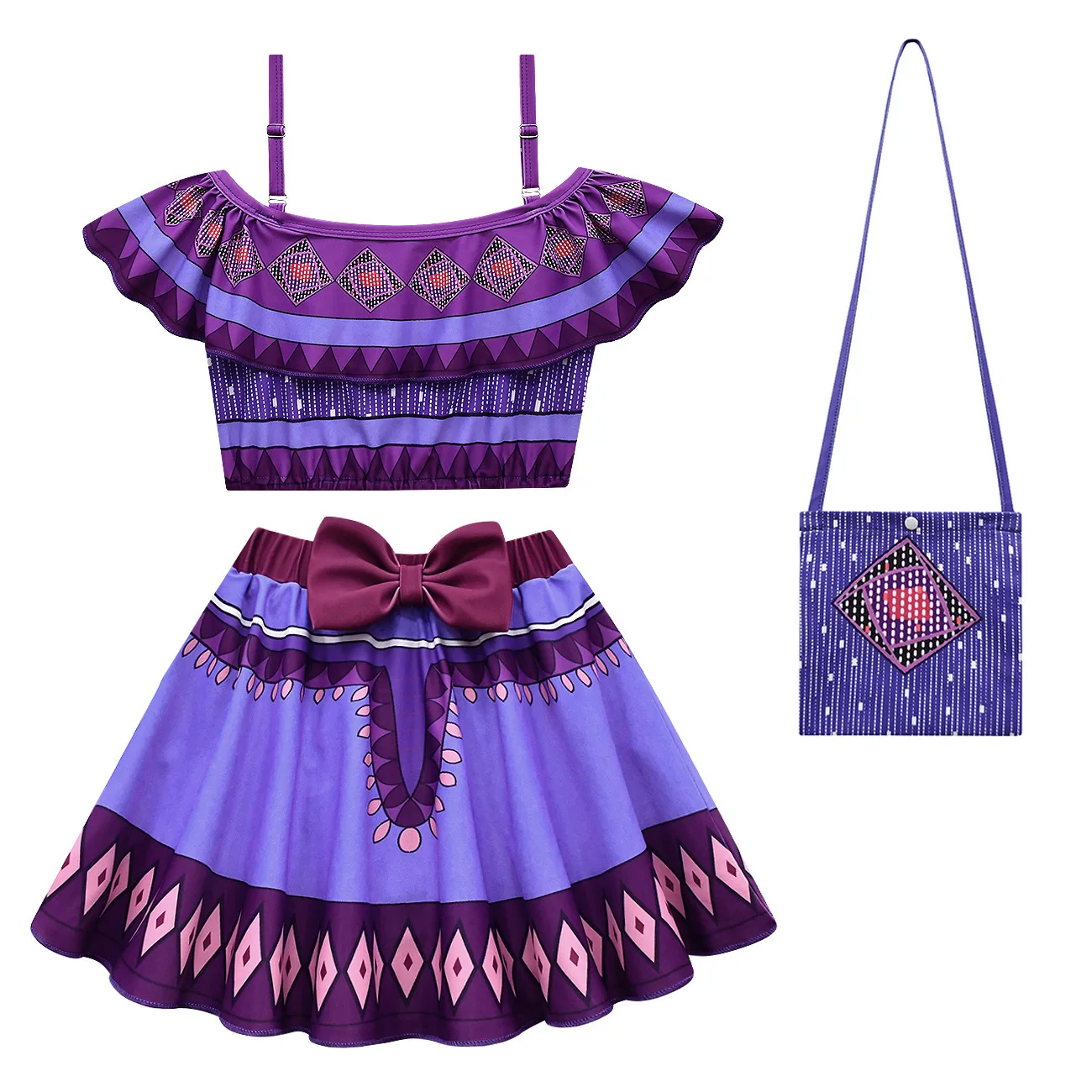 Movie Wish Asha Princess Costume Kids Girl Halloween Party Purple Skirt Flying Sleeve Vestido Outifit Children Dresses