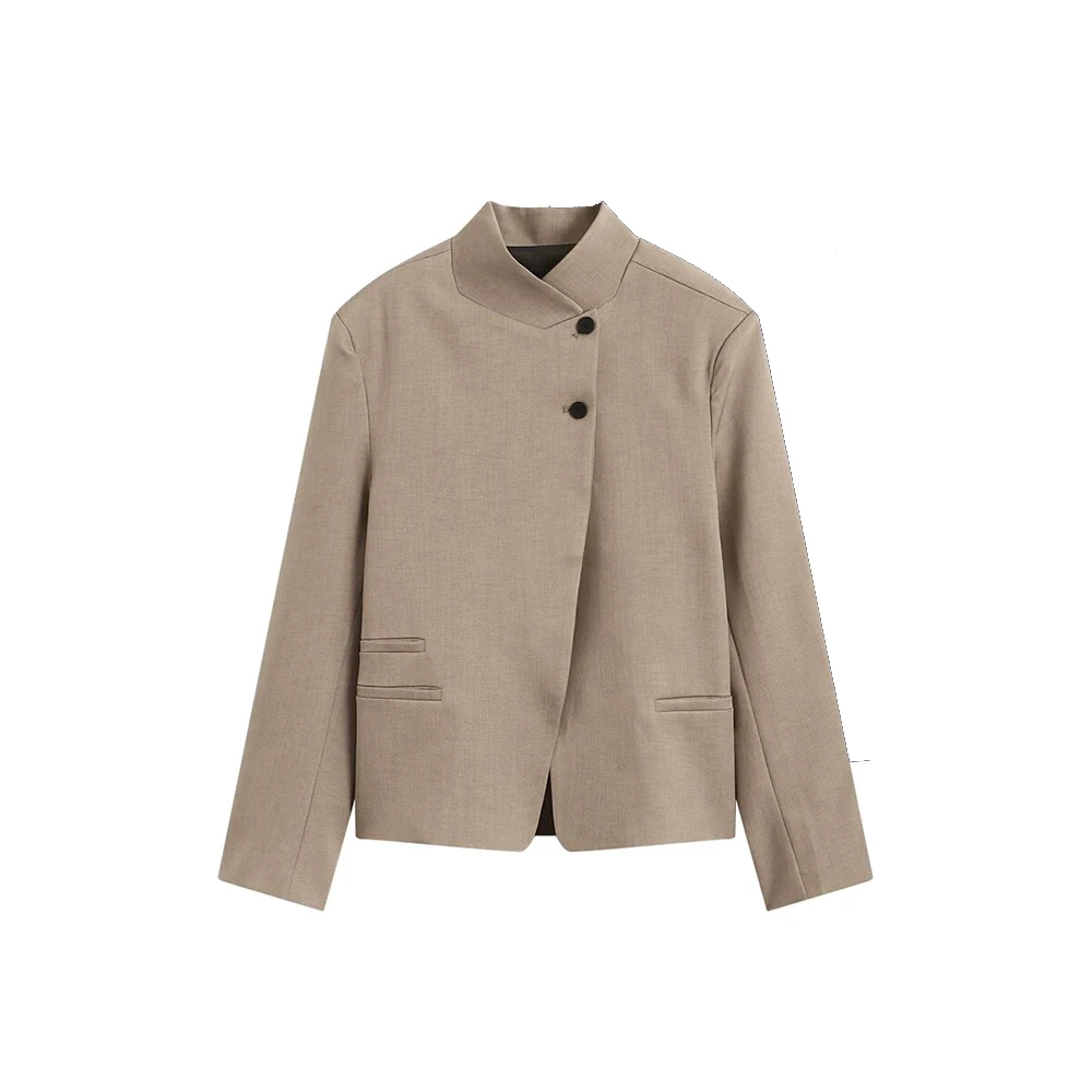 KONDALA Schicker Lässiger Mode-Blazer 2026 für Bürodamen, Streetwear-Jacke mit Knöpfen, Langarm, Beige, Elegante Damen-Oberbekleidung – Detail 2