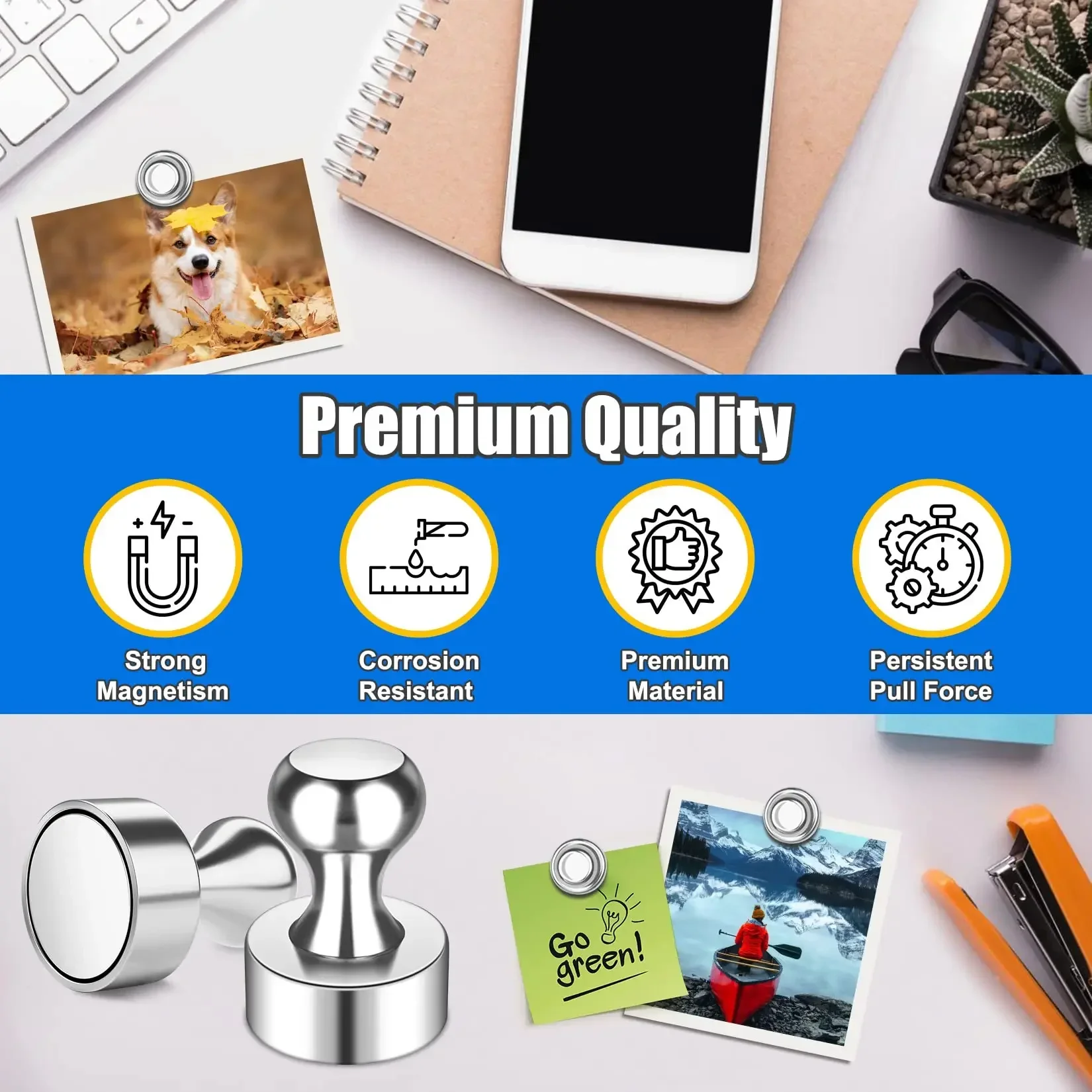 Ultra-Strong Neodymium Refrigerator & Whiteboard Magnets - Durable and Powerful