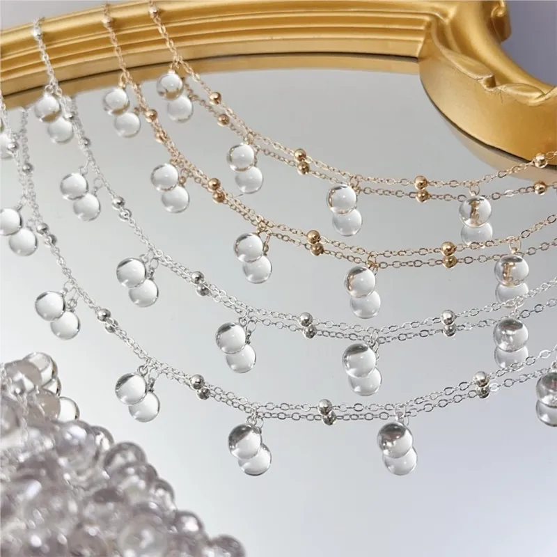 1Meter Transparent Round Glass Beads Chains Crystal Chain