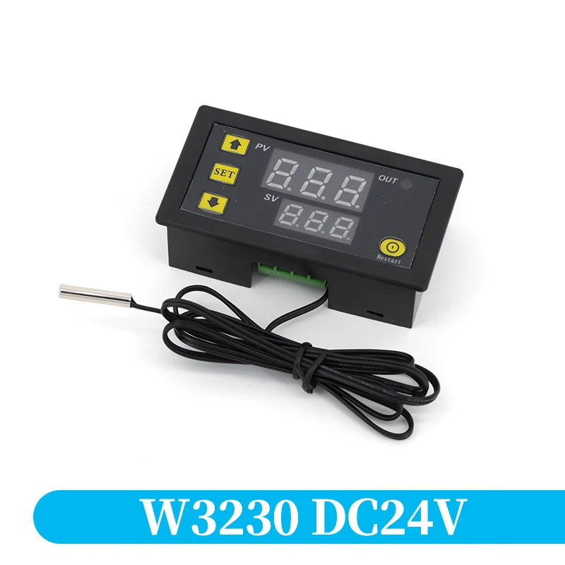 Set van 2 digitale thermostatische stopcontacten met sonde en waterdichte schakelaar, intelligente thermostaat voor broeikasverwarming of glazen container