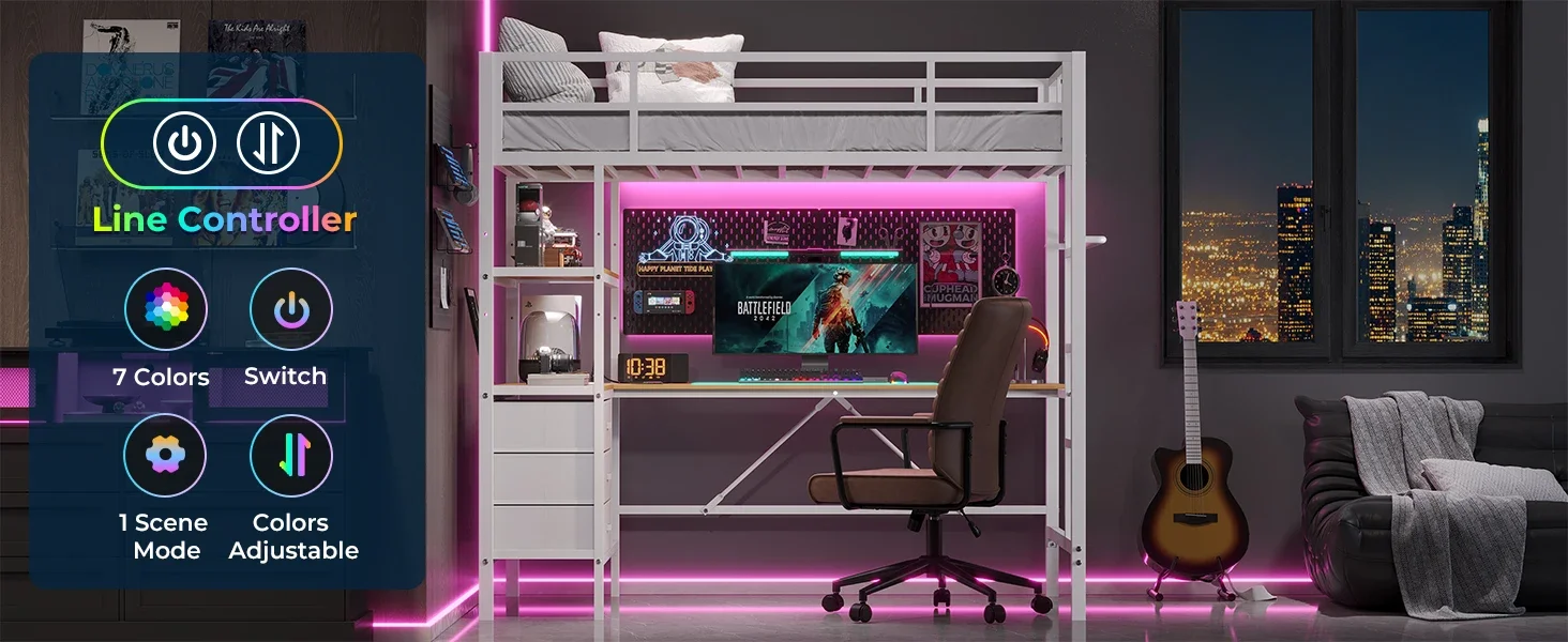 loft bed with storage drawers
