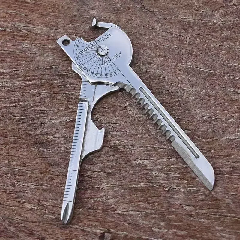 Compact Multi-Tool Keychain with Opener & Screwdriver - 6-in-1 Utility Survival Gadget