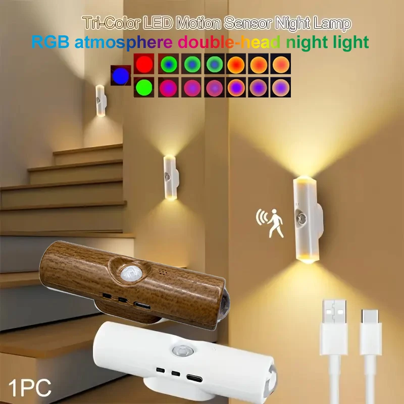 Motion Sensor LED Night Light with RGB Gradient and Dimmable Magnetic Design