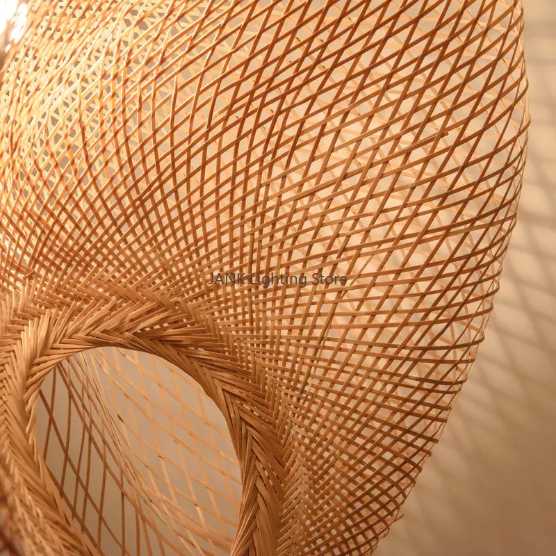 Chinese Handmade Bamboo Suspension Lamp Wicker Rattan Wave Shade Pendant Lamps Restaurant Aisle Tea Room House Indoor Lighting