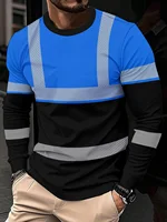 T-shirt à manches longues pour homme, imprimé 3D, nouveau design color block avec logo sécurisé, mode printemps automne, décontracté, pour le travail quotidien, hauts pour homme 3
