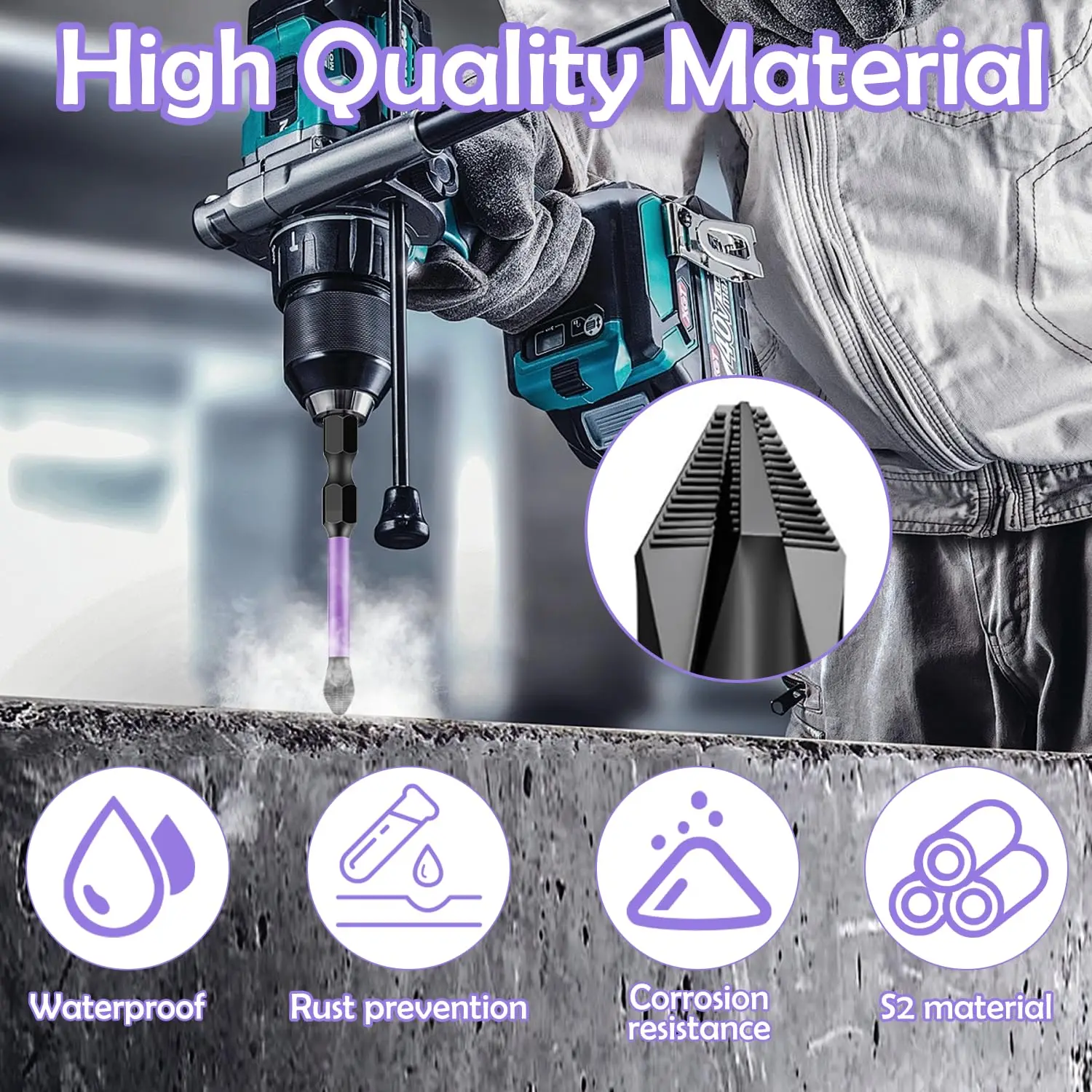 Magnetic Impact Phillips Bit Anti-Slip Long Screwdriver Bit Set Hex Shank Cross Impact Driver Bit for Power Drilling 6